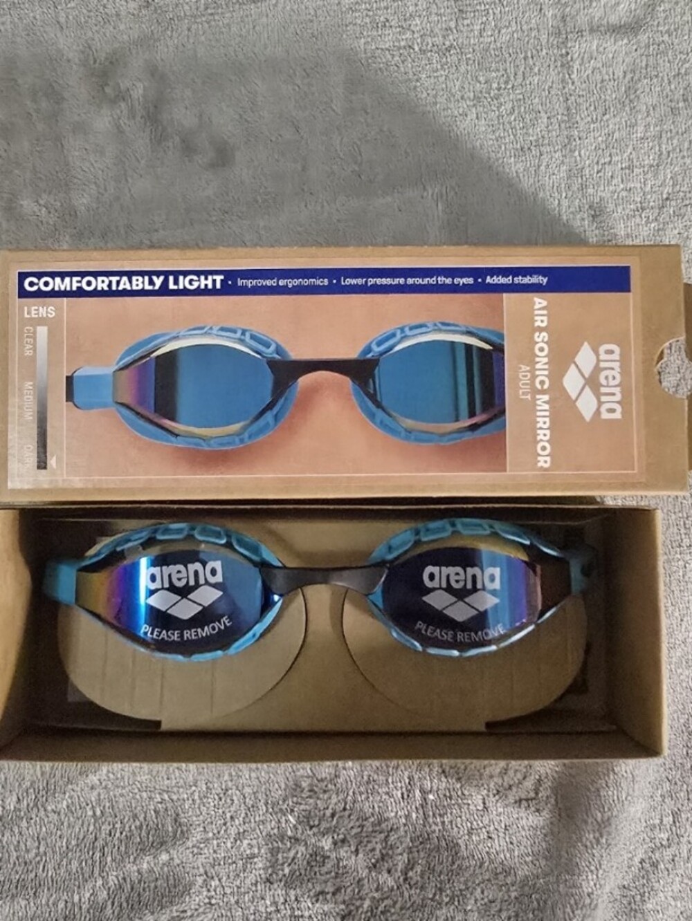 Arena Air Sonic Mirror Adult Swim Goggles Blue Mirrored Racing NIB